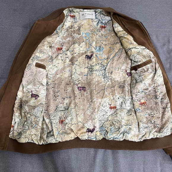 Etro Suede Goatskin Bomber Brown Jacket M size NEW without tags - Picture 3 of 7